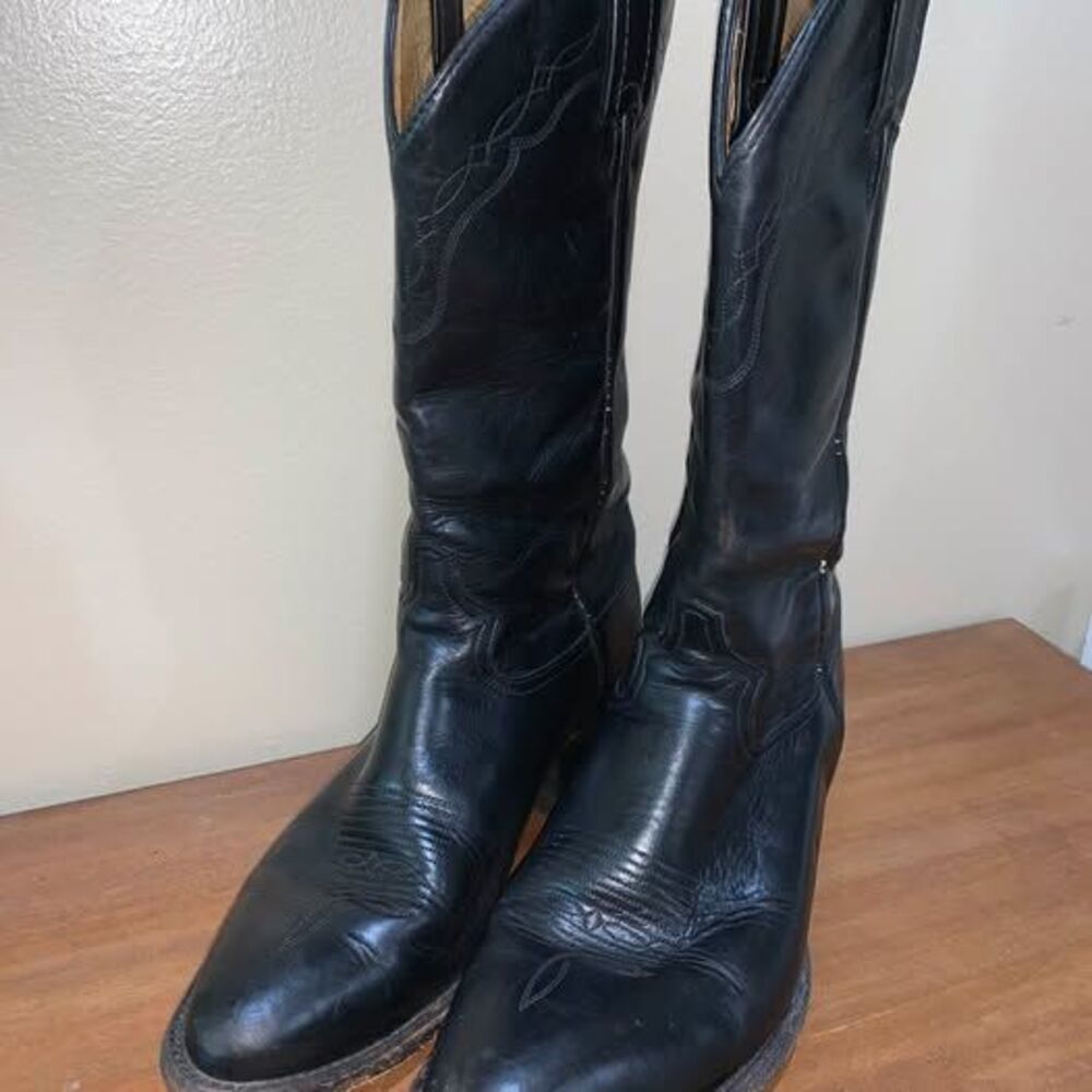 Black Leather Cowboy Boots 6 - Picture 4 of 5